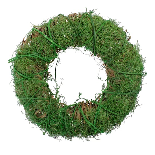 34808691 12 in. Green Moss & Twig Artificial Spring Wreath